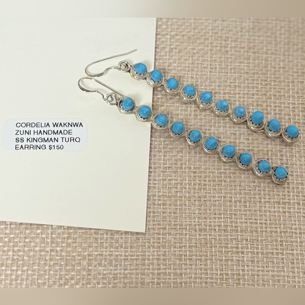 NWT Zuni Handmade Kingman Turquoise Dangles